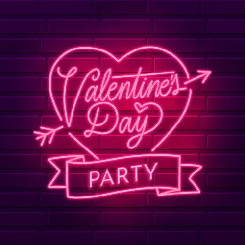 Valentines Day Party Neon Sign - Webcam Covers Now