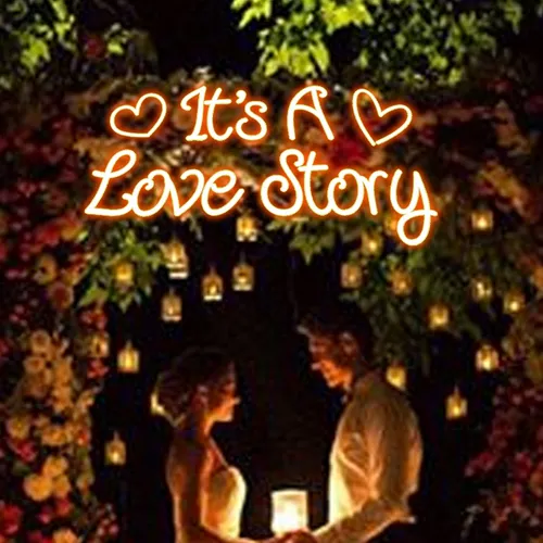 It's A Love Story Neon Sign - Webcam Covers Now