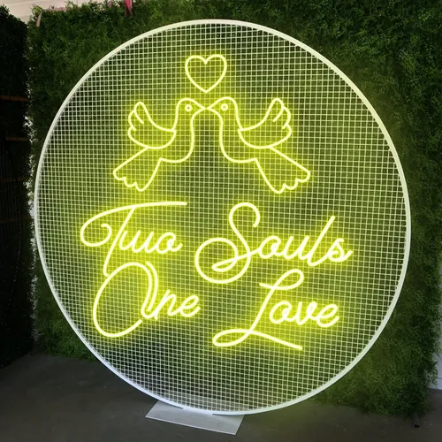 Two Souls One Love Neon Sign - Webcam Covers Now