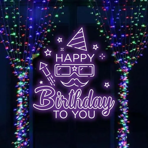 Happy Birthday Goggles  Neon Sign - Webcam Covers Now