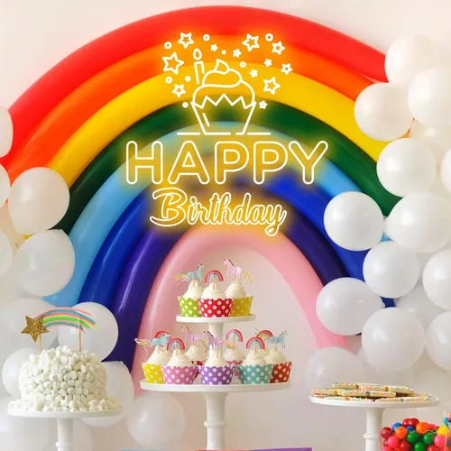 Happy Birthday Cupcake Neon Sign - Webcam Covers Now