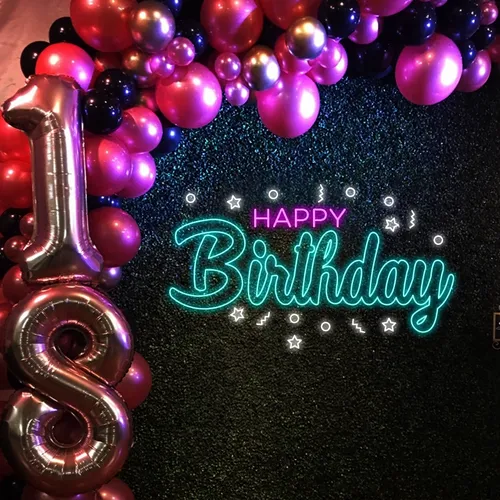Cool Happy Birthday Neon Sign - Webcam Covers Now