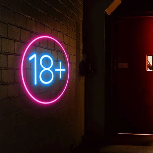 Eighteen Plus Neon Sign - Webcam Covers Now