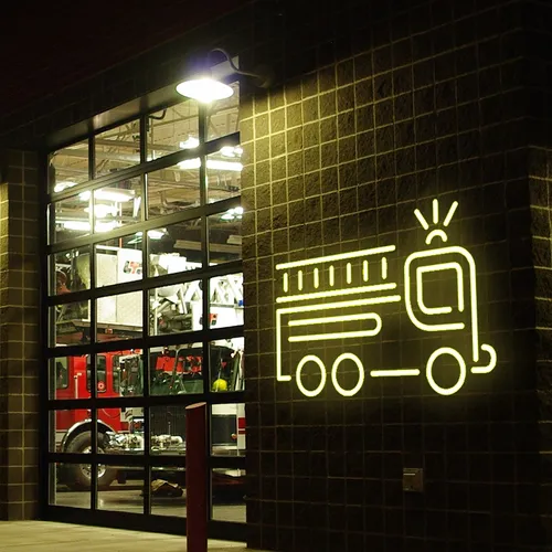 Fire Service Car Neon Sign - Webcam Covers Now