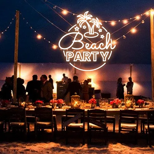 Beach Party Neon Sign - Webcam Covers Now