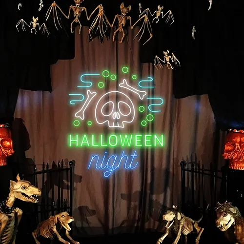 Halloween Night Neon Signs - Webcam Covers Now