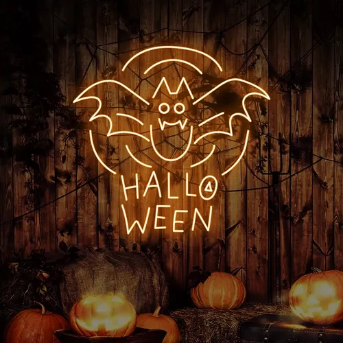 Halloween Bat Neon Sign - Webcam Covers Now