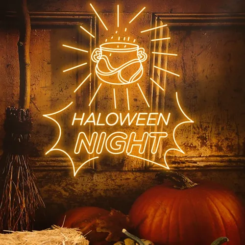 Halloween Night Neon Sign - Webcam Covers Now
