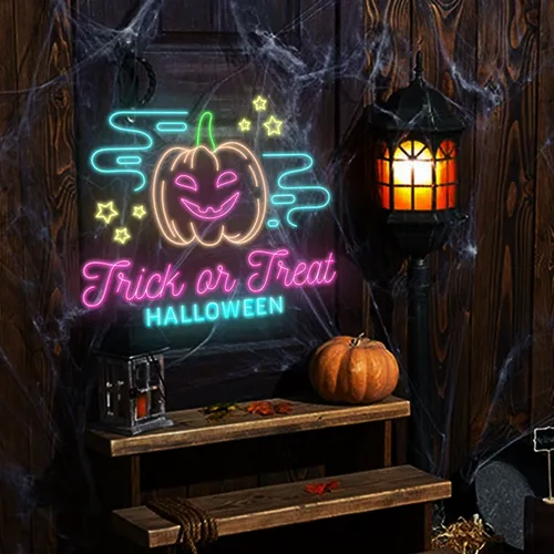 Trick or Treat Halloween Neon Sign - Webcam Covers Now