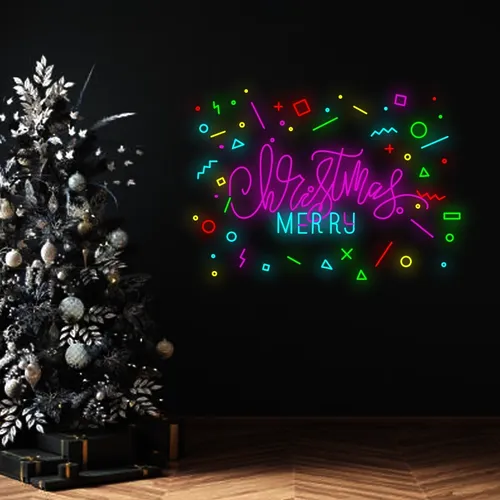 Christmas Merry Neon Sign - Webcam Covers Now