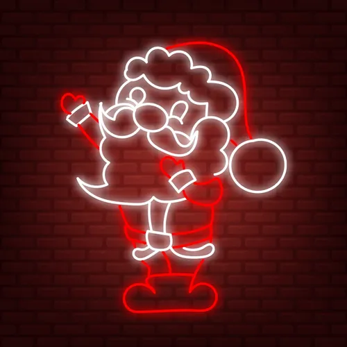 Red White Santa Neon Sign - Webcam Covers Now