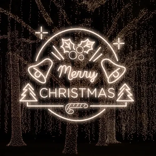 Merry Christmas Bell and Tree Neon Sign - Webcam Covers Now