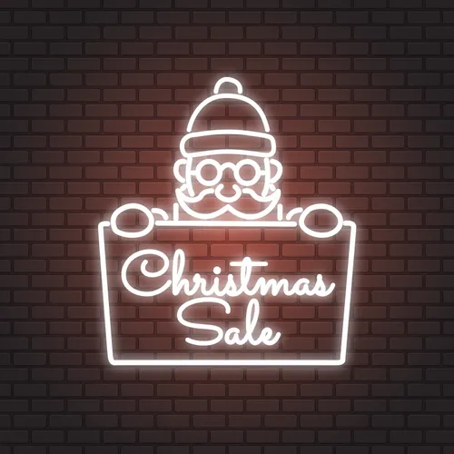 Christmas Sale Santa Neon Sign - Webcam Covers Now