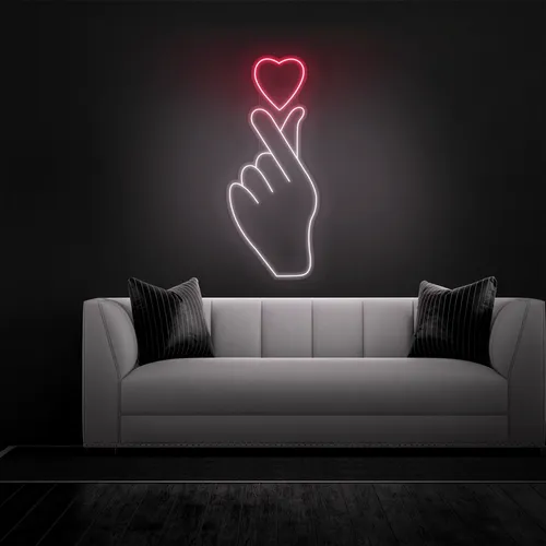 Finger Heart Neon Sign - Webcam Covers Now