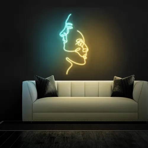 TWO FACE Graphic Neon Sign - Webcam Covers Now