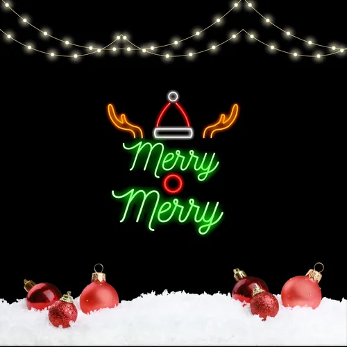 Merry Merry Deer Neon Sign - Webcam Covers Now