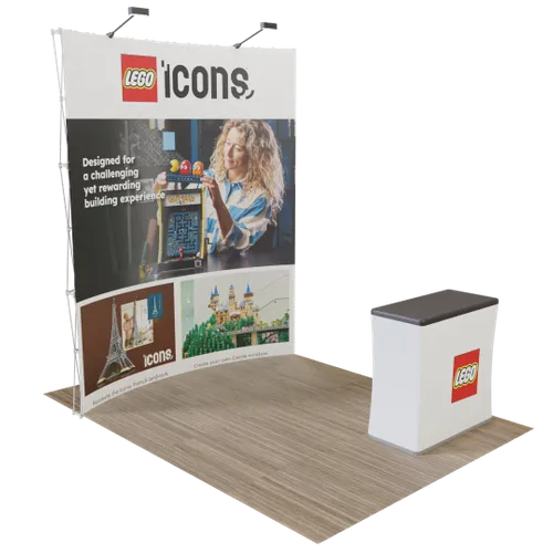 Custom Curved Pop Up Trade Show Display Stand 8' x 8' - Webcam Covers Now