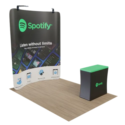 Custom Curved Zip Up Trade Show Display Backdrop Booth Stand 8' x 8' - Webcam Covers Now