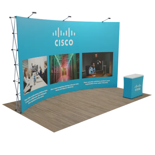 Custom Curved Pop Up Display Stand 20' x 10' (ft) - Webcam Covers Now
