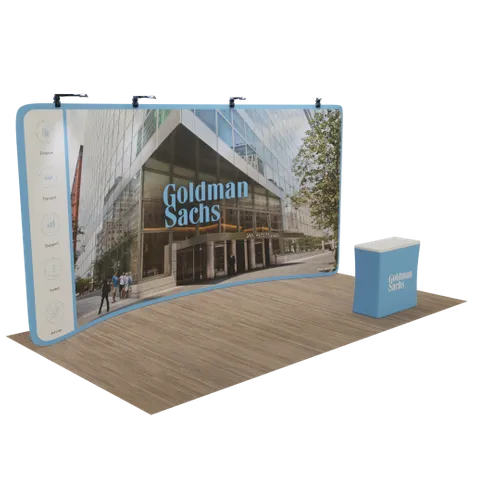 Custom Curved Zip Up Trade Show Display 20' x 8' - Webcam Covers Now