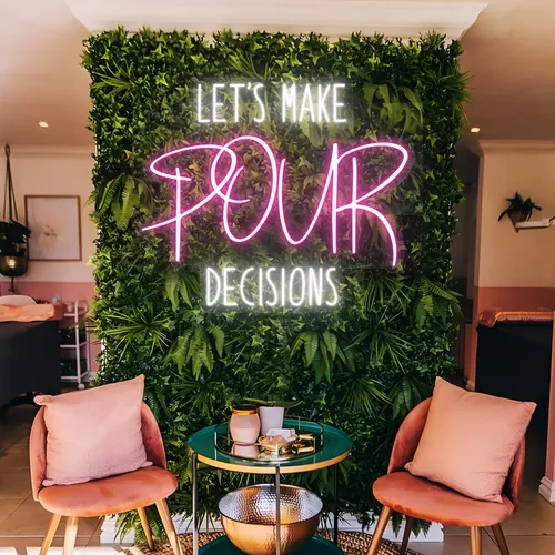 Awesome "Let's Make Pour Decisions" Neon Sign - Webcam Covers Now