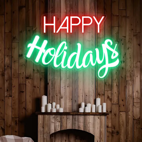 Happy Holidays Neon Sign - Webcam Covers Now