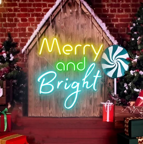 Merry & Bright Neon Sign - Webcam Covers Now