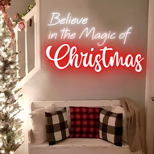 Believe in the Magic of Christmas Neon Sign - Webcam Covers Now