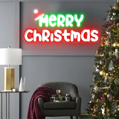 Merry Christmas Neon Sign - Webcam Covers Now