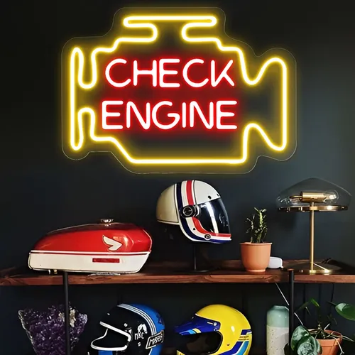 Check Engine Neon Sign - Webcam Covers Now