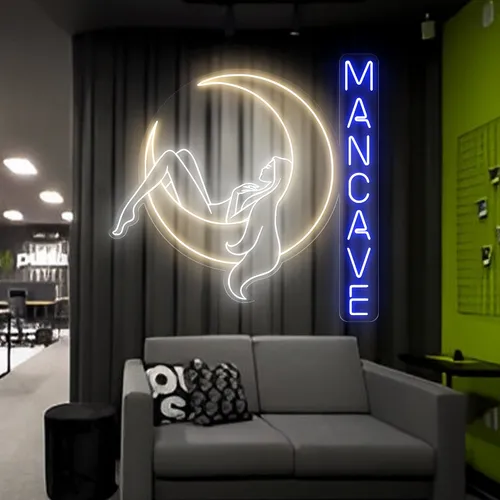 Moon Woman Mancave Neon Sign - Webcam Covers Now