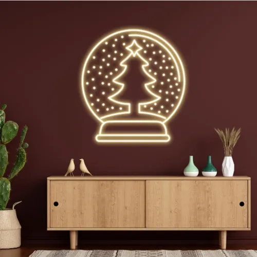 Warmie Merry Christmas Snowglobe Neon Sign - Webcam Covers Now