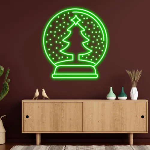 Merry Christmas Snowglobe Neon Sign - Webcam Covers Now