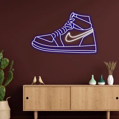Sneaker Blue White Neon Sign - Webcam Covers Now