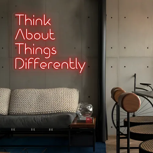 Think About Things Differently LED Neon Sign - Webcam Covers Now