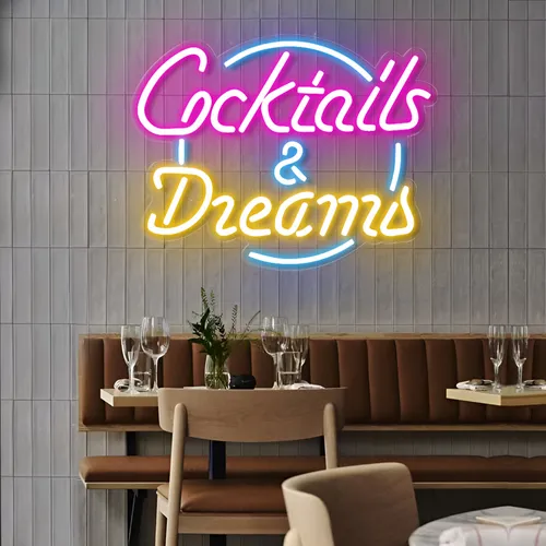 Cocktails and Dreams LED Neon Sign - Webcam Covers Now