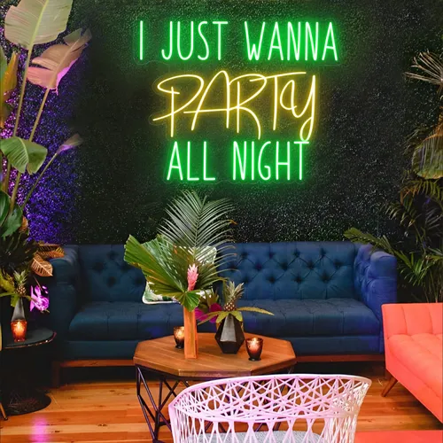 I Just Wanna Party All Night LED Neon Sign - Webcam Covers Now