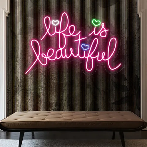 Life Is Beautiful Neon Sign - Webcam Covers Now