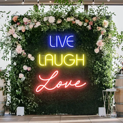 Live Laugh Love Neon Sign - Webcam Covers Now