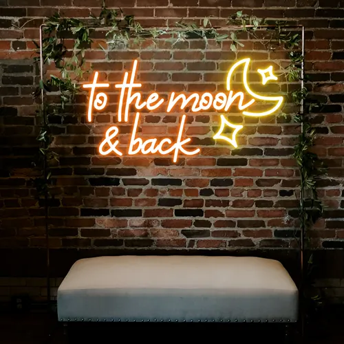To the Moon and Back Neon Sign - Webcam Covers Now