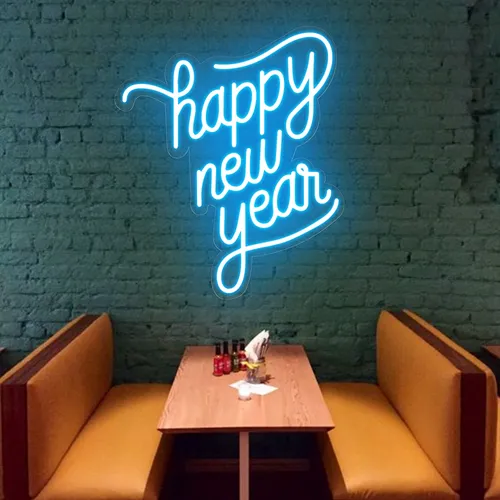 Happy New Year Neon Sign - Webcam Covers Now