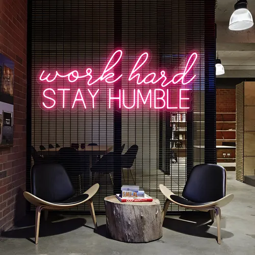 Work Hard Stay Humble Neon Sign - Webcam Covers Now