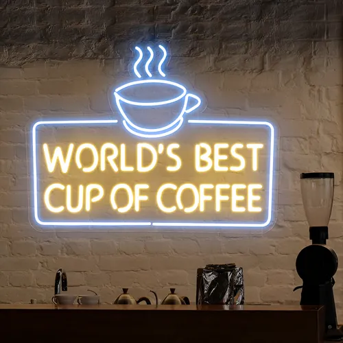 World's Best Cup of Coffee Neon Sign - Webcam Covers Now