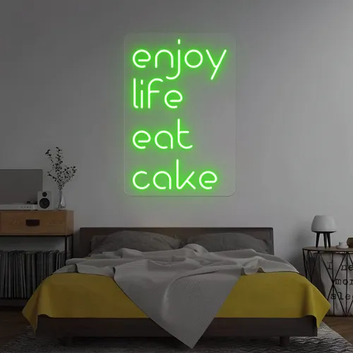 Enjoy Life Eat Cake Neon Sign - Webcam Covers Now