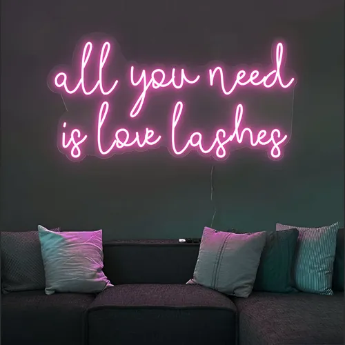 All You Need is Love Lashes Neon Sign - Webcam Covers Now