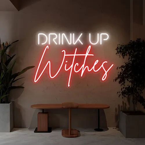 Drink Up Witches Neon Sign - Webcam Covers Now