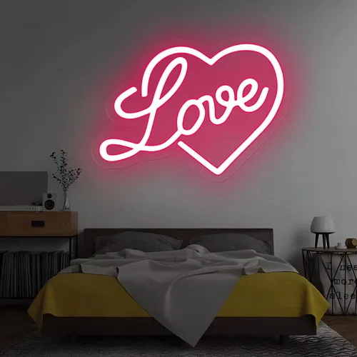 Heart Love Neon Sign - Webcam Covers Now