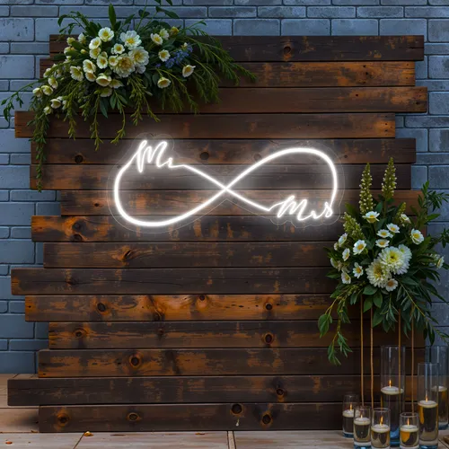 Mr and Mrs Infinity Wedding Neon Sign - Webcam Covers Now