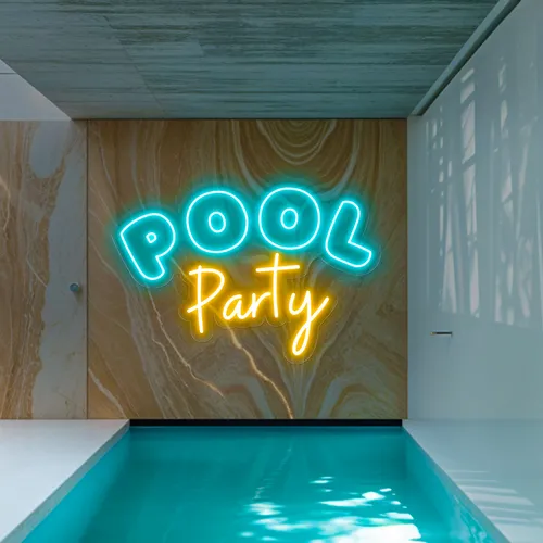 Pool Party Large Neon Sign - Webcam Covers Now