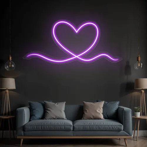 Purple Heart Neon Sign - Webcam Covers Now